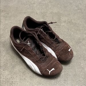 Puma Men's Chocolate Brown and White Sneakers